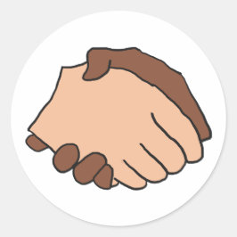 白黒ハンドシェイクアンチ – 人種差別主義者 ラウンドシール