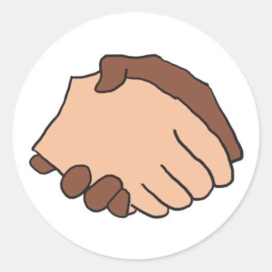 白黒ハンドシェイクアンチ – 人種差別主義者 ラウンドシール (正面)