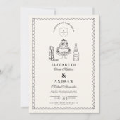 白黒ハンドドローウェスタンドードル結婚ズ 招待状 (正面)