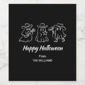 白黒ハンドドロー予測できなドハロウィン不気味ー ワインラベル (シングルラベル)