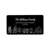 白黒ハンドドロー予測できなドードルハロウィーン ラベル (正面)