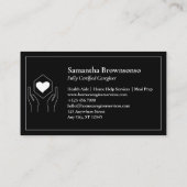 白黒ハンドハートミニマル介護者 名刺 (裏面)