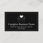 白黒ハンドハートミニマル介護者 名刺 (正面)