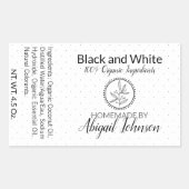 白黒ハンドメイド自家製ソープ |ギフトラベル 長方形シール (正面)