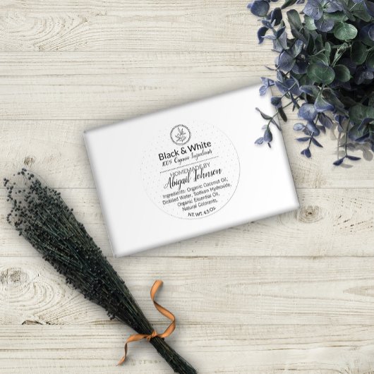 白黒ハンドメイド自家製バス&体ラベル ラウンドシール