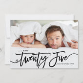 白黒ハンドレタリングハッピーニューイヤー写真 シーズンカード (正面)