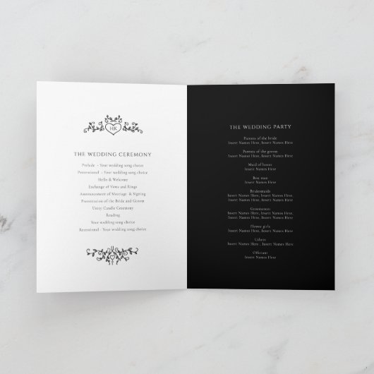白黒ハートと葉モノグラム結婚アート プログラム (内部)