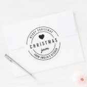 白黒ハートキッチンメリークリスマスジャム ラウンドシール (封筒)