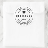 白黒ハートキッチンメリークリスマスジャム ラウンドシール (バッグ)