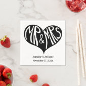 白黒ハートシェイプ結婚ズ スタンダードカクテルナプキン (インサイチュ)