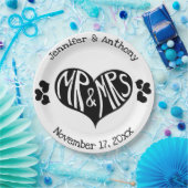 白黒ハートシェイプ結婚ズ ペーパープレート (パーティー)