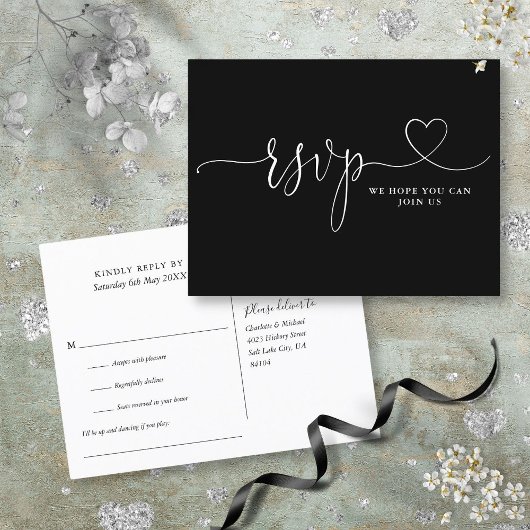 白黒ハートスクリプトの曲要求 インビテーションポストカード