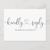 白黒ハートスクリプトソングリクエストRSVP インビテーションポストカード (正面)