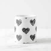 白黒ハートスケッチパターンマグカップ コーヒーマグカップ (中央)