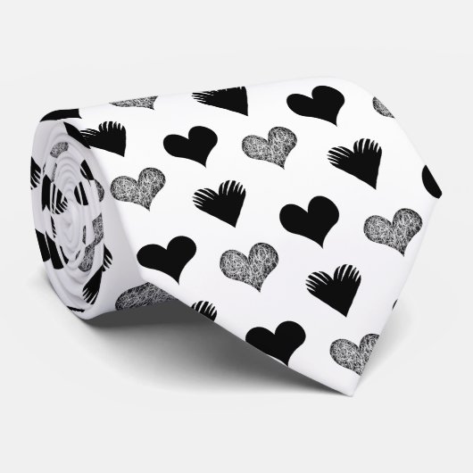 白黒ハートスケッチ-シンプル多様性 ネクタイ (ロール)