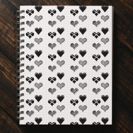 白黒ハートスケッチ-シンプル多様性 ノートブック