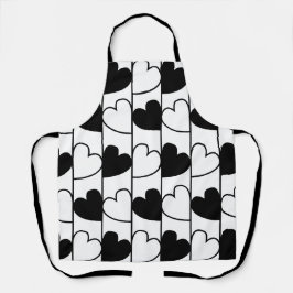 白黒ハートストライプパターン エプロン