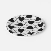 白黒ハートストライプ ペーパープレート (アングル)
