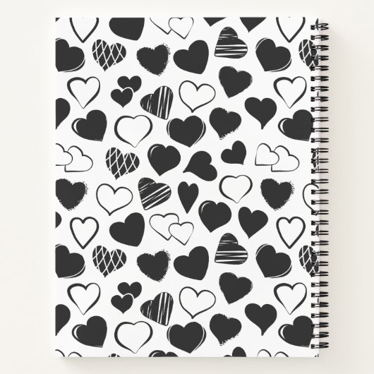白黒ハートスパイラルノートブック ノートブック (裏面)