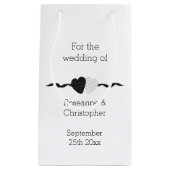 白黒ハートデザイン結婚 スモールペーパーバッグ (正面)