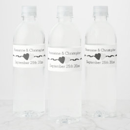 白黒ハートデザイン結婚 ペットボトルラベル