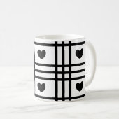 白黒ハートバレンタインデー コーヒーマグカップ (正面右)