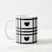 白黒ハートバレンタインデー コーヒーマグカップ (左)
