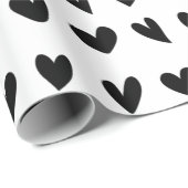 白黒ハートパターンラッピング紙 ラッピングペーパー (ロールコーナー)