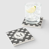 白黒ハートパターン ストーンコースター (横)