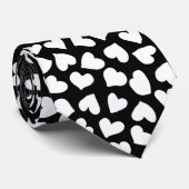 白黒ハートパターン ネクタイ (ロール)