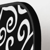 白黒ハートパターン ピックルボールラケット (左詳細)