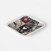 白黒ハートファミリーフォトコラージュ ペーパープレート (傾斜あり)