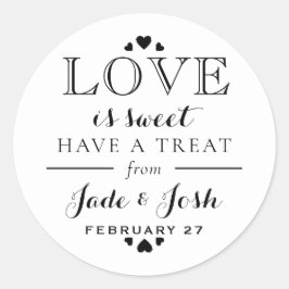 白黒ハートラブズスウィート結婚式の引き出物 ラウンドシール