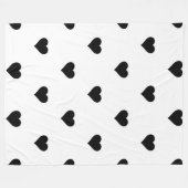 白黒ハートロマンチックなカップル向けギフト フリースブランケット (正面(横))