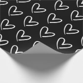 白黒ハートヴァレンティヌデイパターンラブワラ ラッピングペーパー (角)