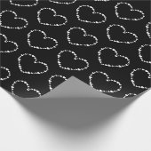 白黒ハートヴァレンティーンズデイパターンラブ ラッピングペーパー (角)