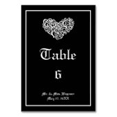 白黒ハート付渦巻形のき黒 – 3x5テーブルカード テーブルナンバー (裏面)
