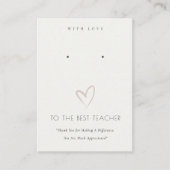 白黒ハート先生ギフトイヤリングディスプレイ プレイスカード (正面)