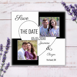 白黒ハート写真Date Magnetを保存 マグネット