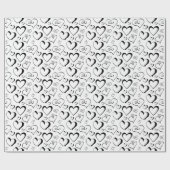 白黒ハート包装紙 ラッピングペーパー (フラット)