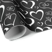 白黒ハート包装紙 ラッピングペーパー (ロールコーナー)