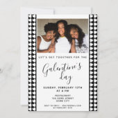 白黒ハート友の写真ガレンティンの日 招待状 (正面)