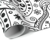 白黒ハート愛アートな落書きパターン ラッピングペーパー (ロールコーナー)