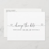 白黒ハート日付の変更 案内ポストカード (正面/裏面)