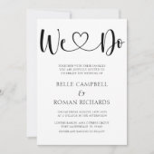 白黒ハート書道と写真結婚の入力 招待状 (正面)