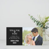 白黒ハート結婚の写真サンキューカード サンキューカード (スタンド正面)
