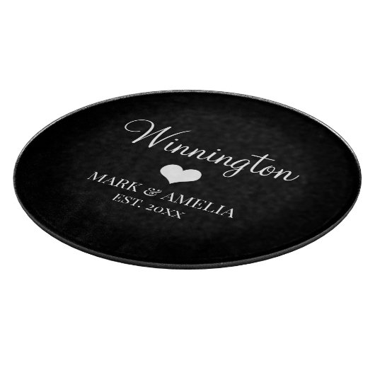 白黒ハート結婚家成立年月日 カッティングボード (角)