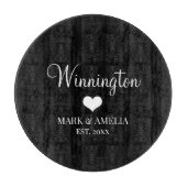 白黒ハート結婚家成立年月日 カッティングボード (正面)