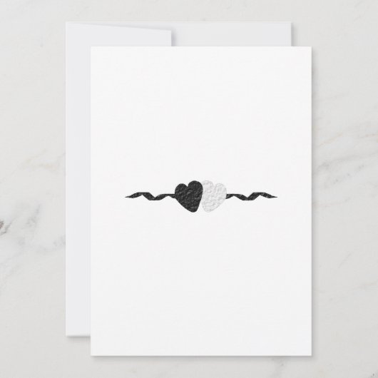 白黒ハート結婚式招待状 招待状 (裏面)