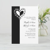 白黒ハート結婚式招待状 招待状 (スタンド正面)